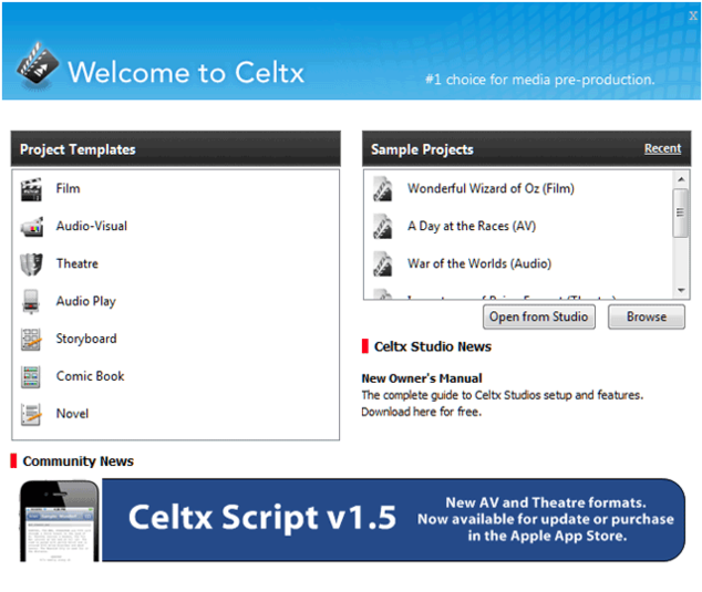 celtx 2.9.7 instruction