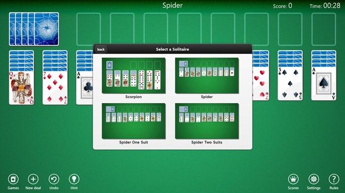 microsoft original spider solitaire download
