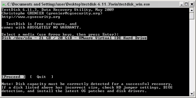 recover deleted partition testdisk