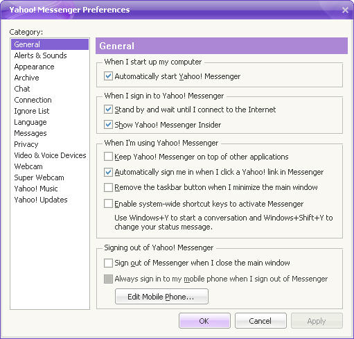 How do i stop yahoo messenger messages?