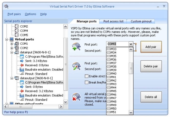 Virtual serial port driver как пользоваться