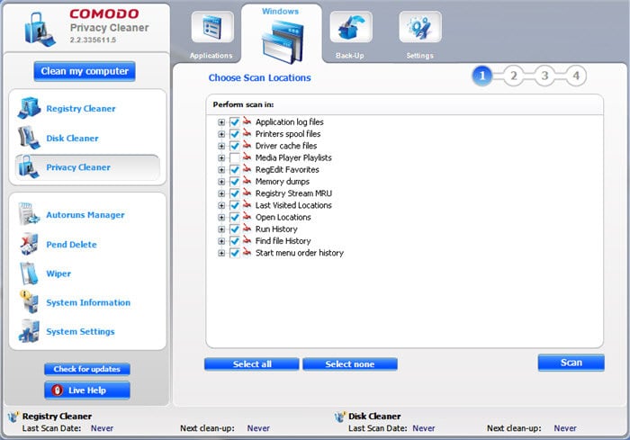 comodo system cleaner portable version