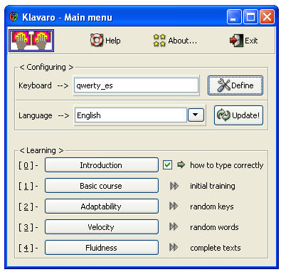 klavaro touch typing tutor